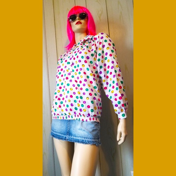 Vintage 80s Funky Geometric Print Pop Art Sporty Top - Picture 3 of 6